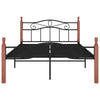 Sengeramme svart metall og heltre eik 120x200 cm