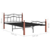 Sengeramme svart metall og heltre eik 120x200 cm