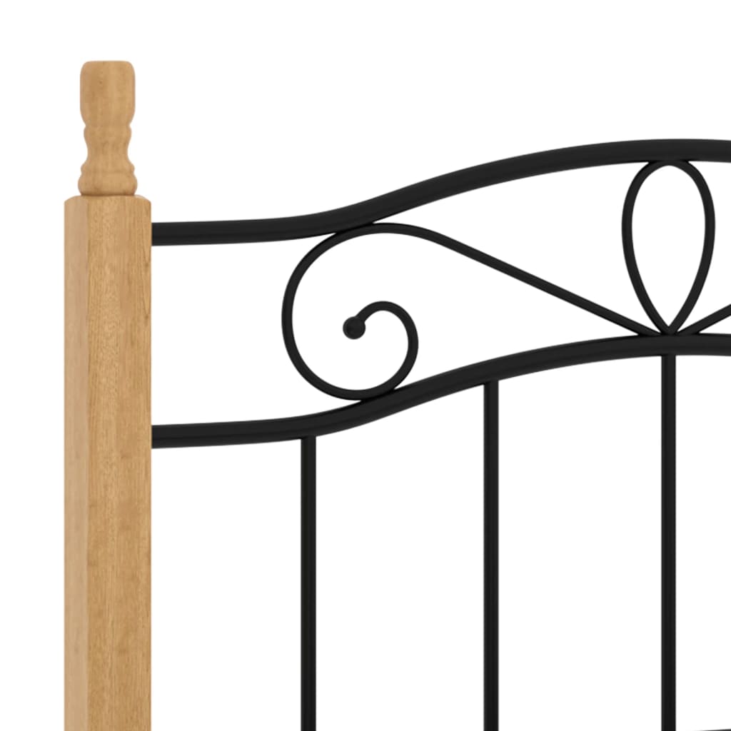 Sengeramme svart metall og heltre eik 100x200 cm