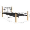 Sengeramme svart metall og heltre eik 100x200 cm