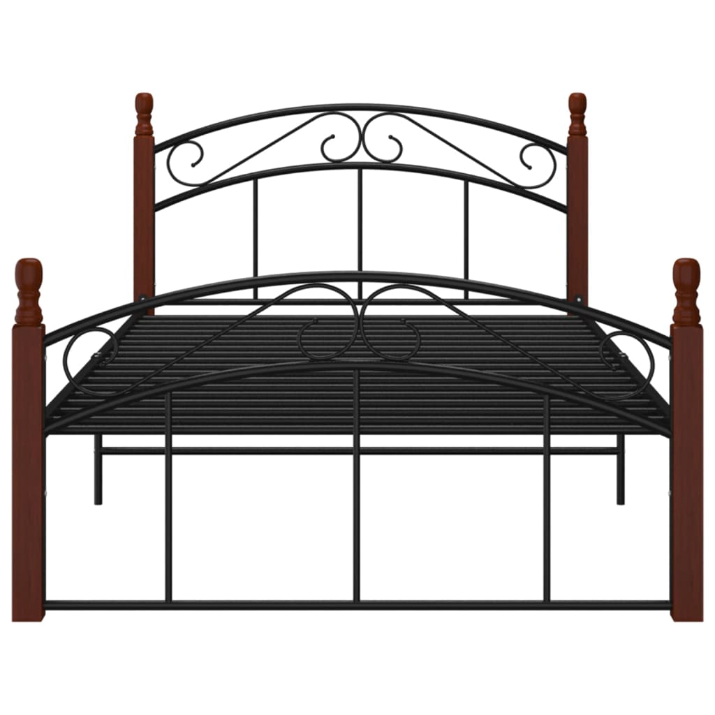 Sengeramme svart metall og heltre eik 120x200 cm