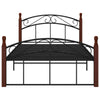 Sengeramme svart metall og heltre eik 120x200 cm