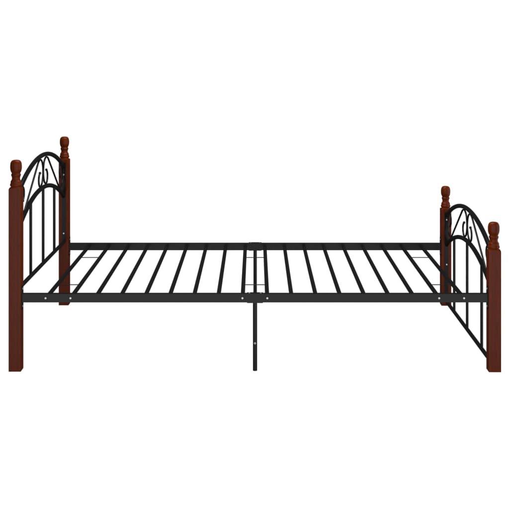 Sengeramme svart metall og heltre eik 120x200 cm