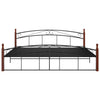 Sengeramme svart metall og heltre eik 200x200 cm
