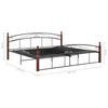 Sengeramme svart metall og heltre eik 200x200 cm