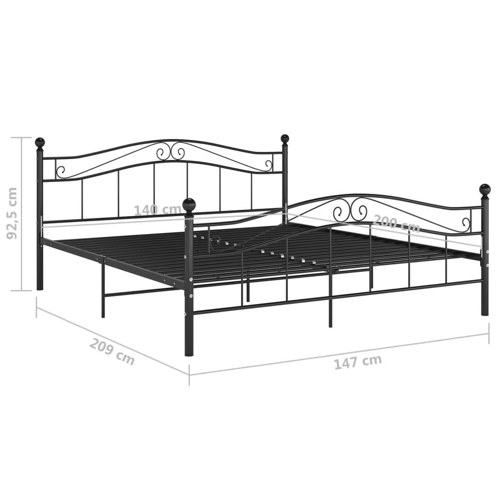 Sengeramme svart metall 140x200 cm