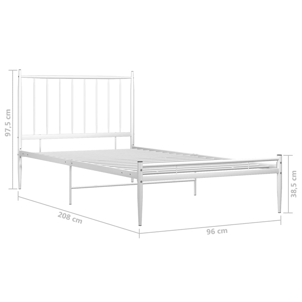 Sengeramme hvit metall 90x200 cm