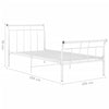 Sengeramme hvit metall 100x200 cm