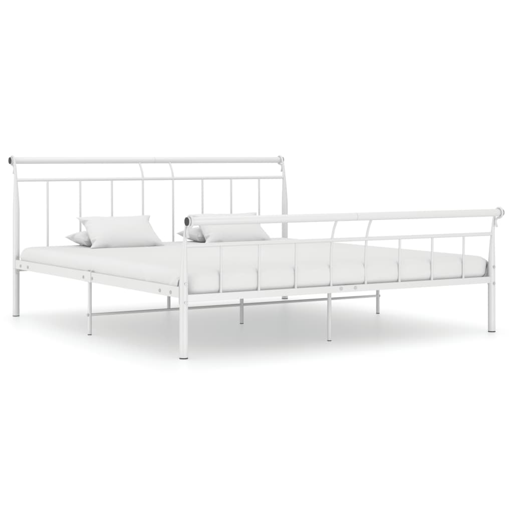 Sengeramme hvit metall 200x200 cm
