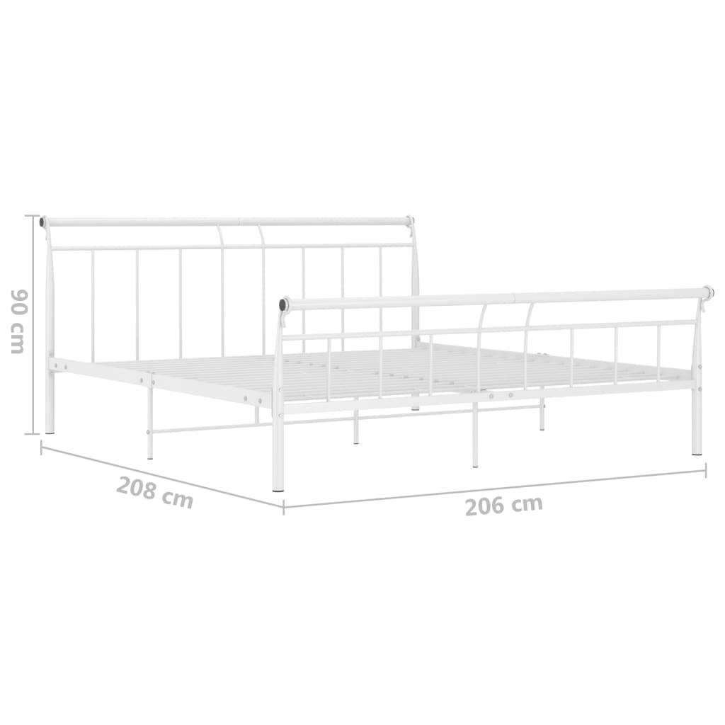 Sengeramme hvit metall 200x200 cm