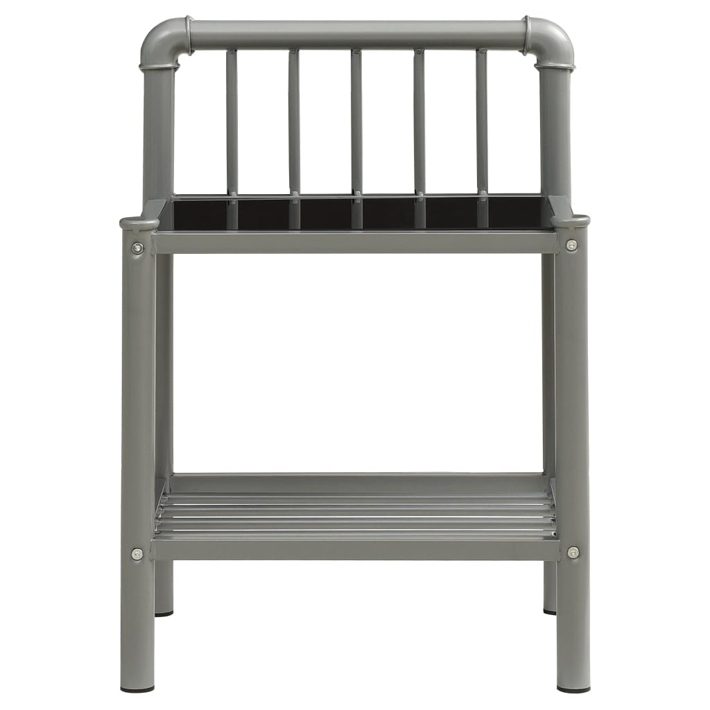 Nattbord 2 stk grå og svart metall og glass