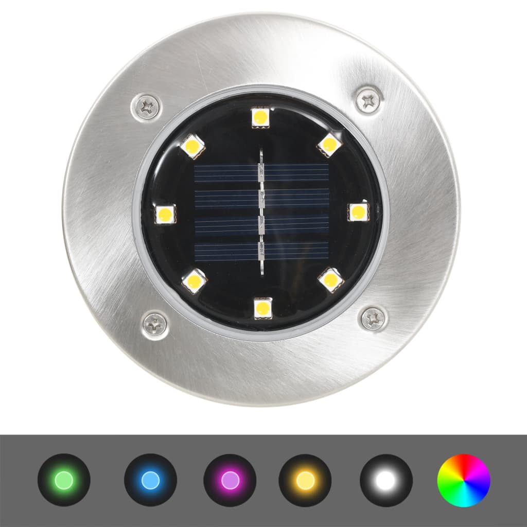 Soldrevet bakkelys 8 stk LED-lys RGB-farge