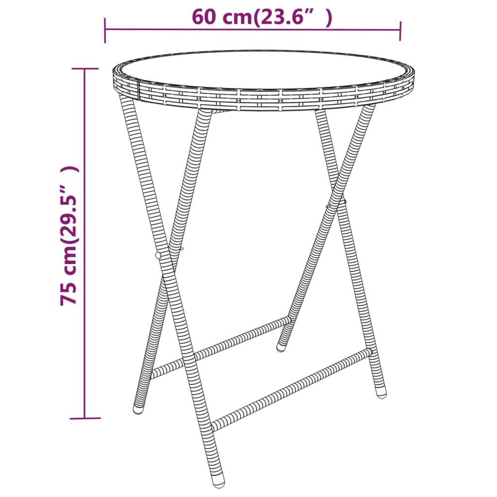 Hagebistrosett 5 deler polyrotting og herdet glass svart