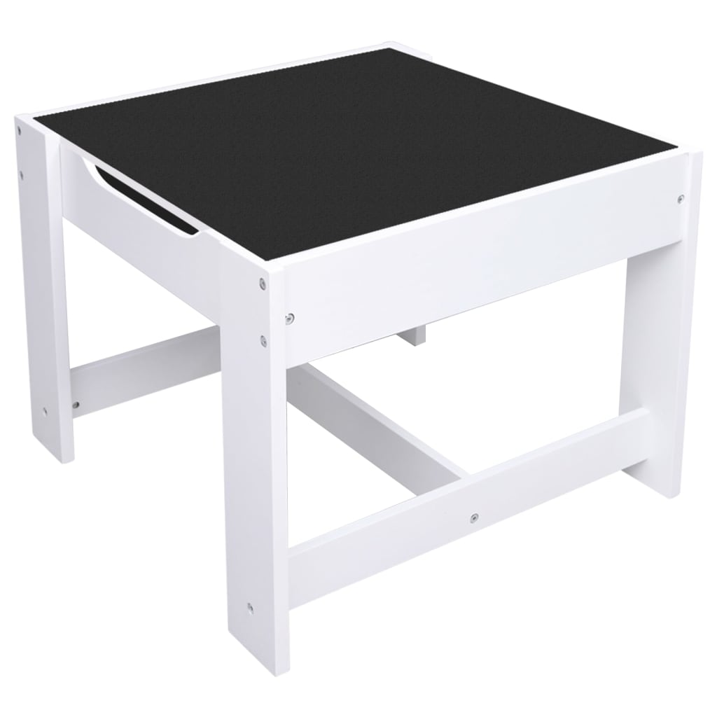 Barnebord med 2 stoler hvit MDF