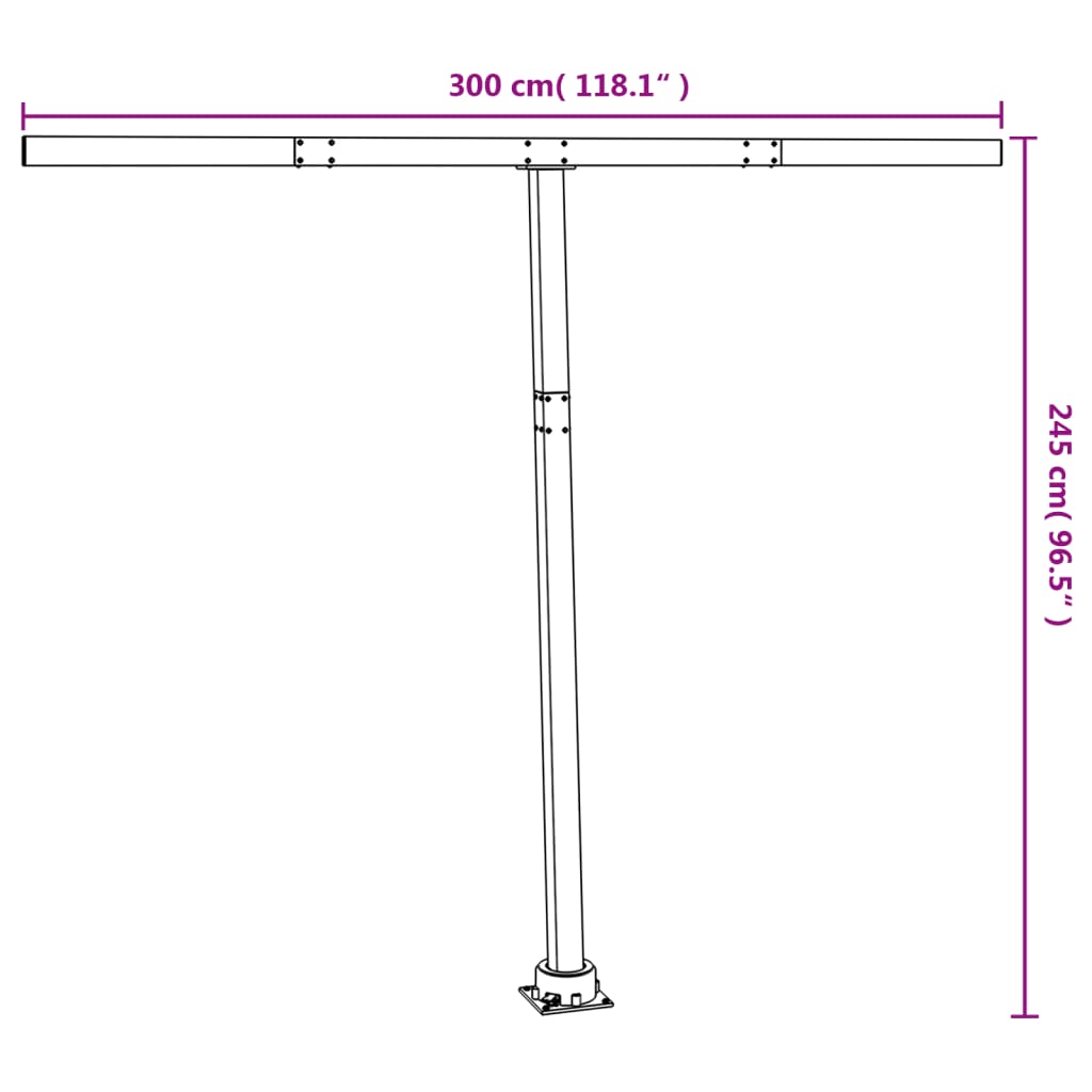 Markisestolpesett antrasitt 300x245 cm jern