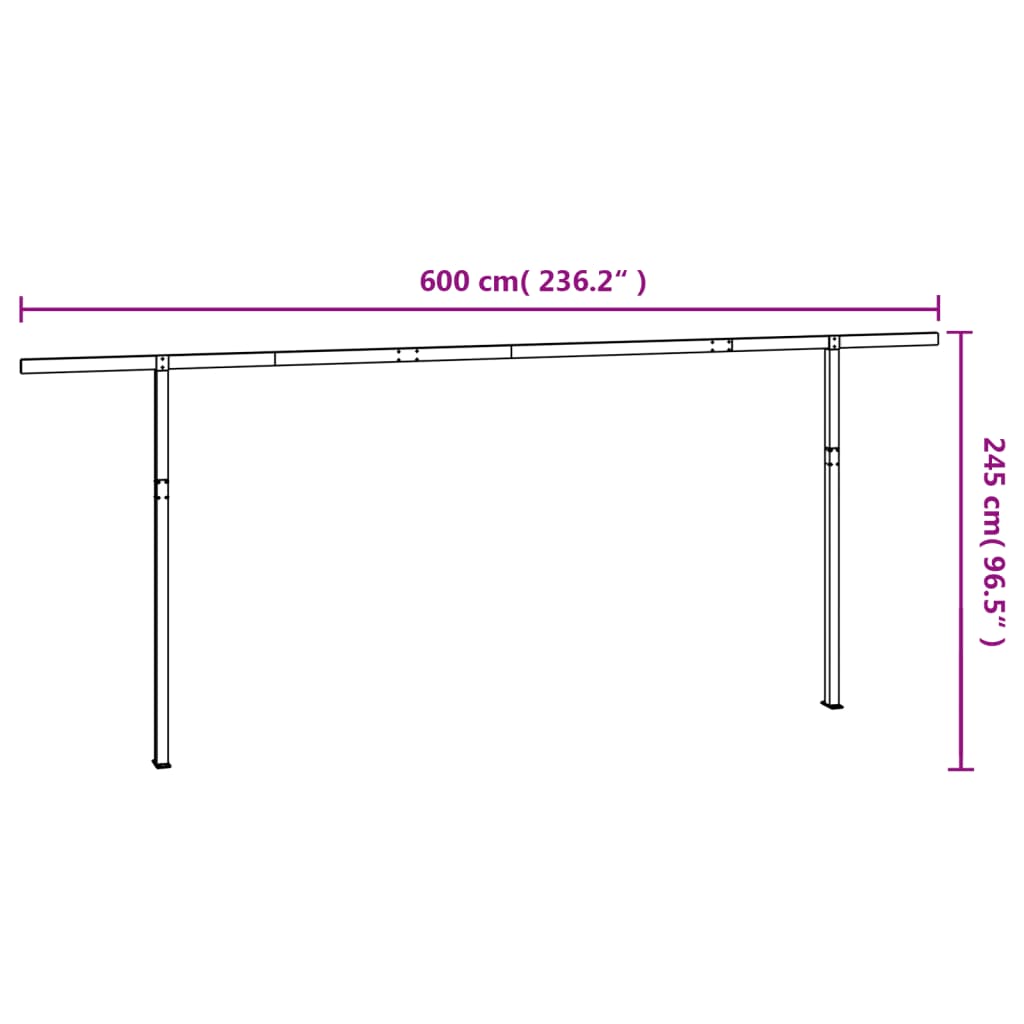 Markisestolpesett antrasitt 600x245 cm jern