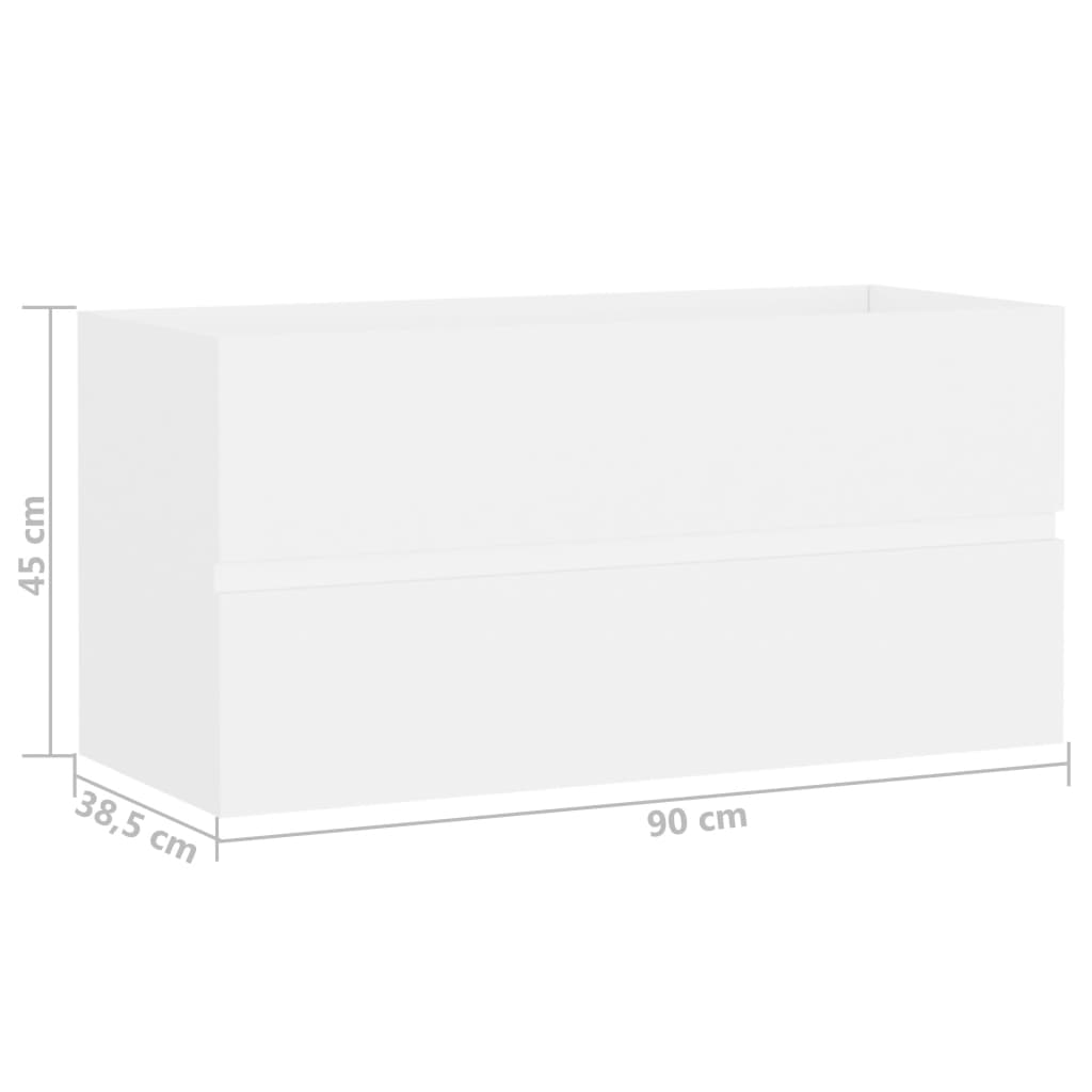 Servantskap hvit 90x38,5x45 cm konstruert tre