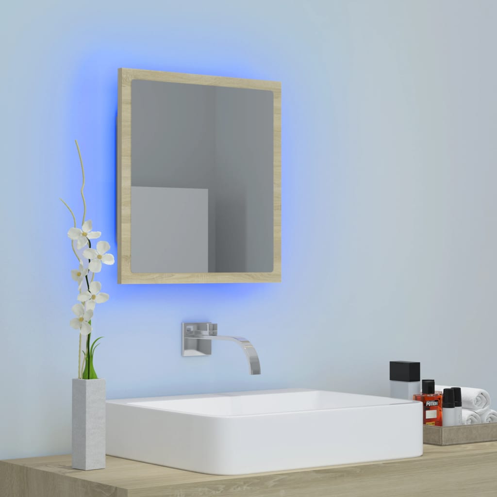 LED-badespeil sonoma eik 40x8,5x37 cm akryl