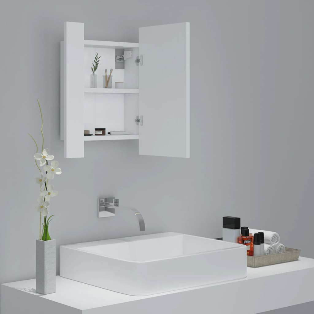 LED-speilskap til baderom hvit 40x12x45 cm akryl