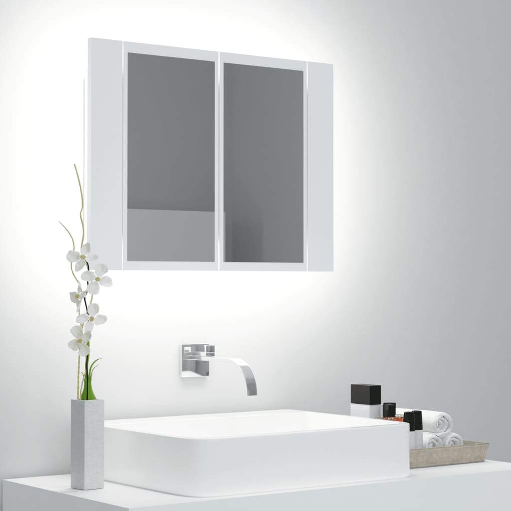 LED-speilskap hvit 60x12x45 cm akryl