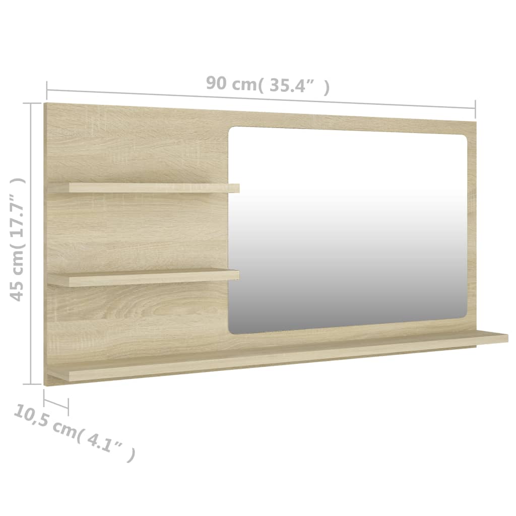 Baderomsspeil sonoma eik 90x10,5x45 cm konstruert tre