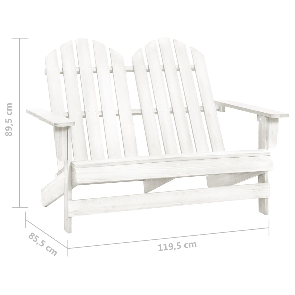 Adirondack hagestol 2-seters heltre gran hvit