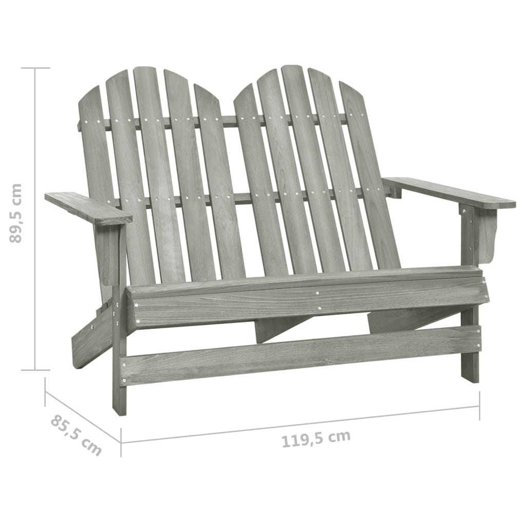 Adirondack hagestol 2-seters heltre gran grå