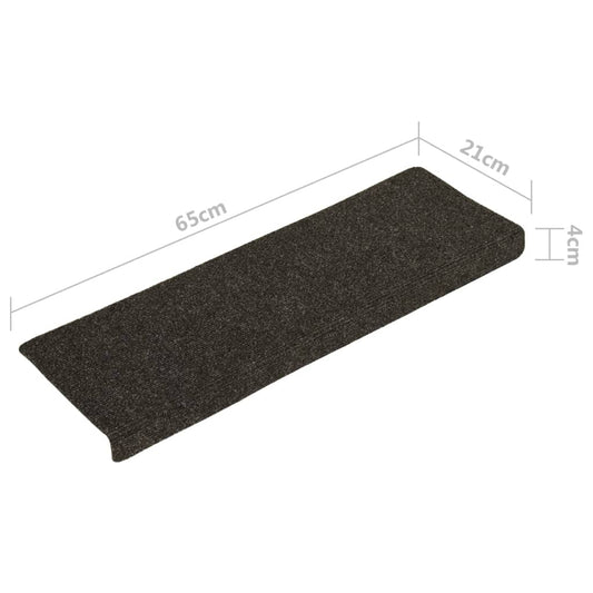 Trappematter selvklebende 15 stk 65x21x4 cm antrasitt rektangulær kant