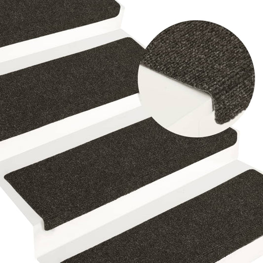 Trappematter selvklebende 15 stk 65x21x4 cm antrasitt rektangulær kant