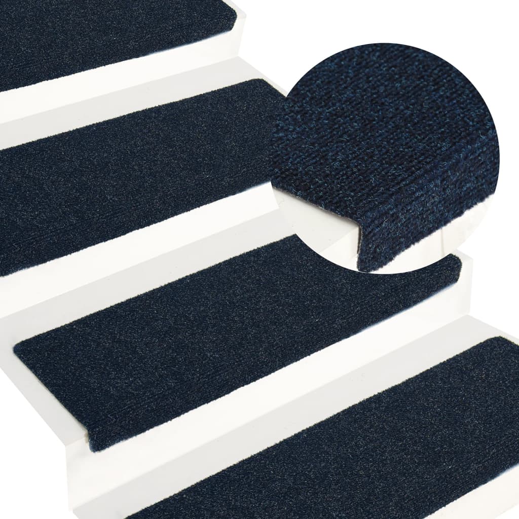 Trappematter selvklebende 15 stk 65x21x4 cm marineblå rektangulær kant