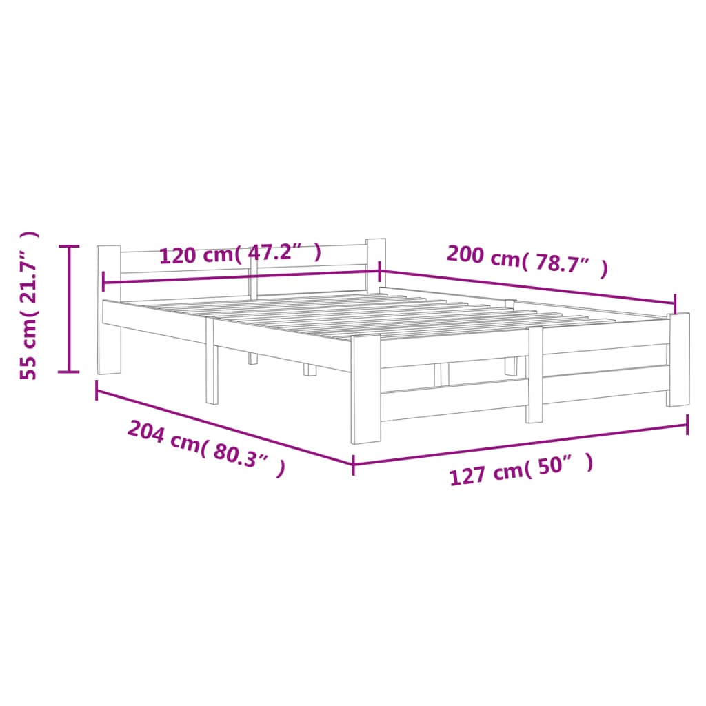 Sengeramme heltre furu 120x200 cm
