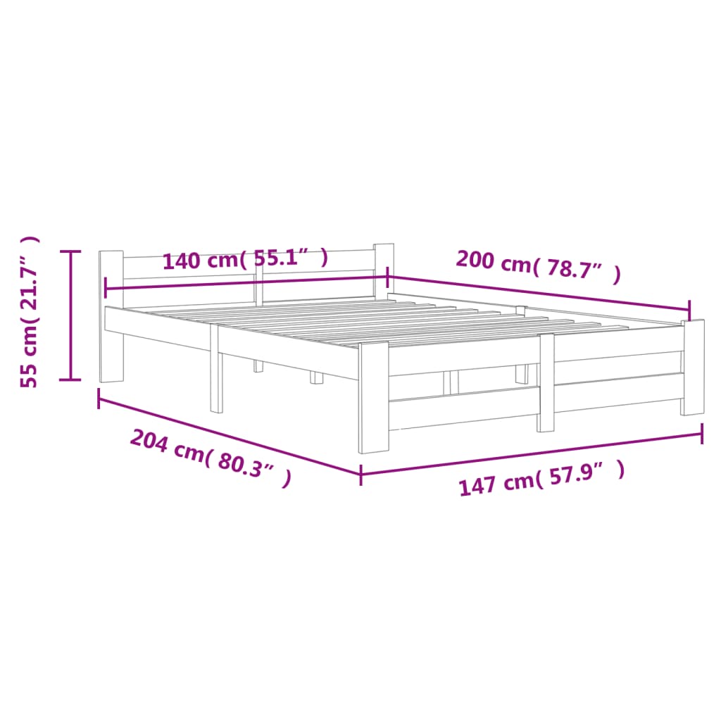 Sengeramme honningbrun heltre furu 140x200 cm