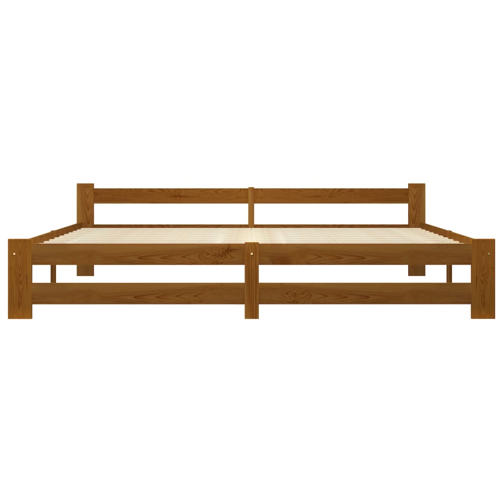 Sengeramme honningbrun heltre furu 200x200 cm