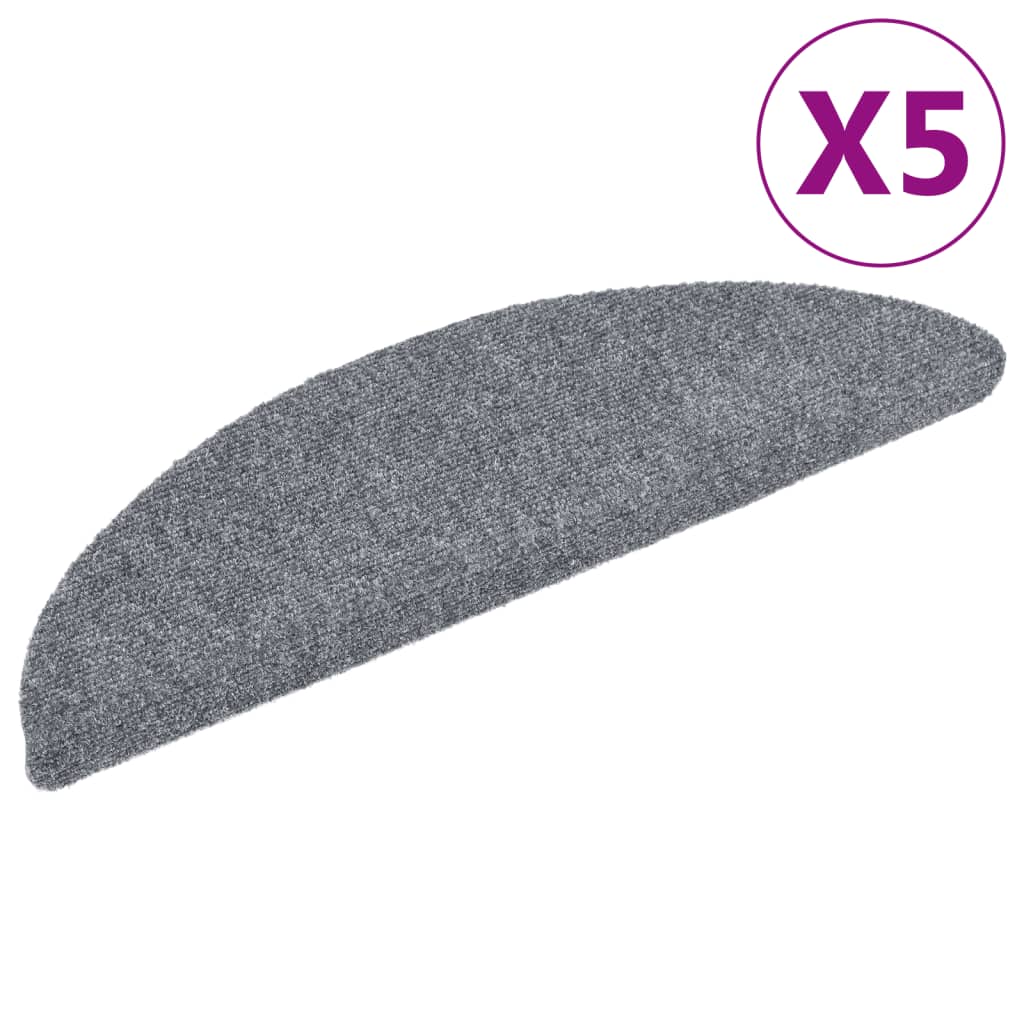 Trappematter selvklebende 5 stk 56x17x3 cm lysegrå halvrund