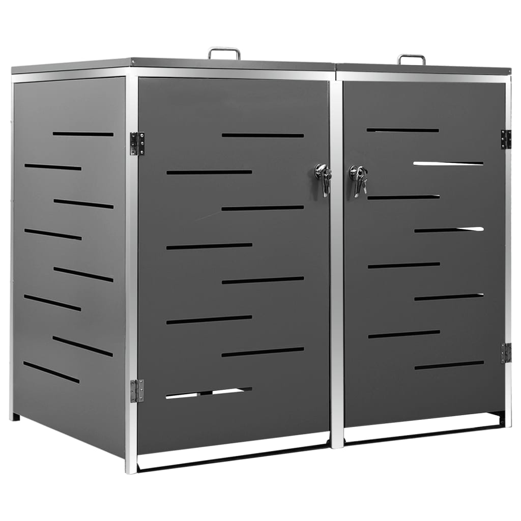 Søppeldunkskur dobbelt 138x77,5x115 cm rustfritt stål