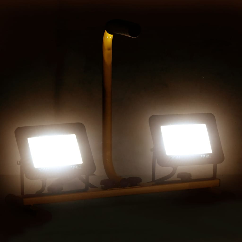 LED-flomlys med håndtak 2x30 W varmhvit