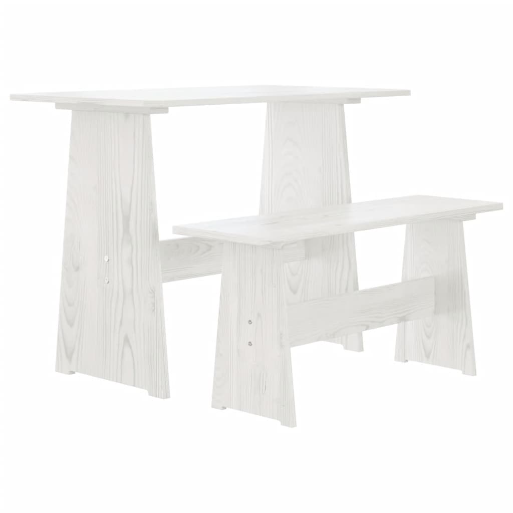 Spisebord med benk REINE hvit heltre furu