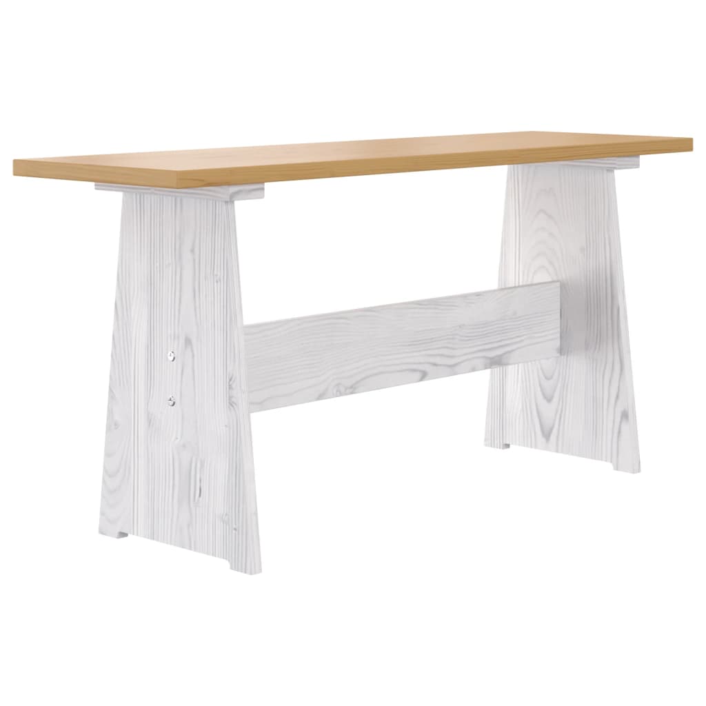 Spisebord med benk REINE honningbrun og hvit heltre furu