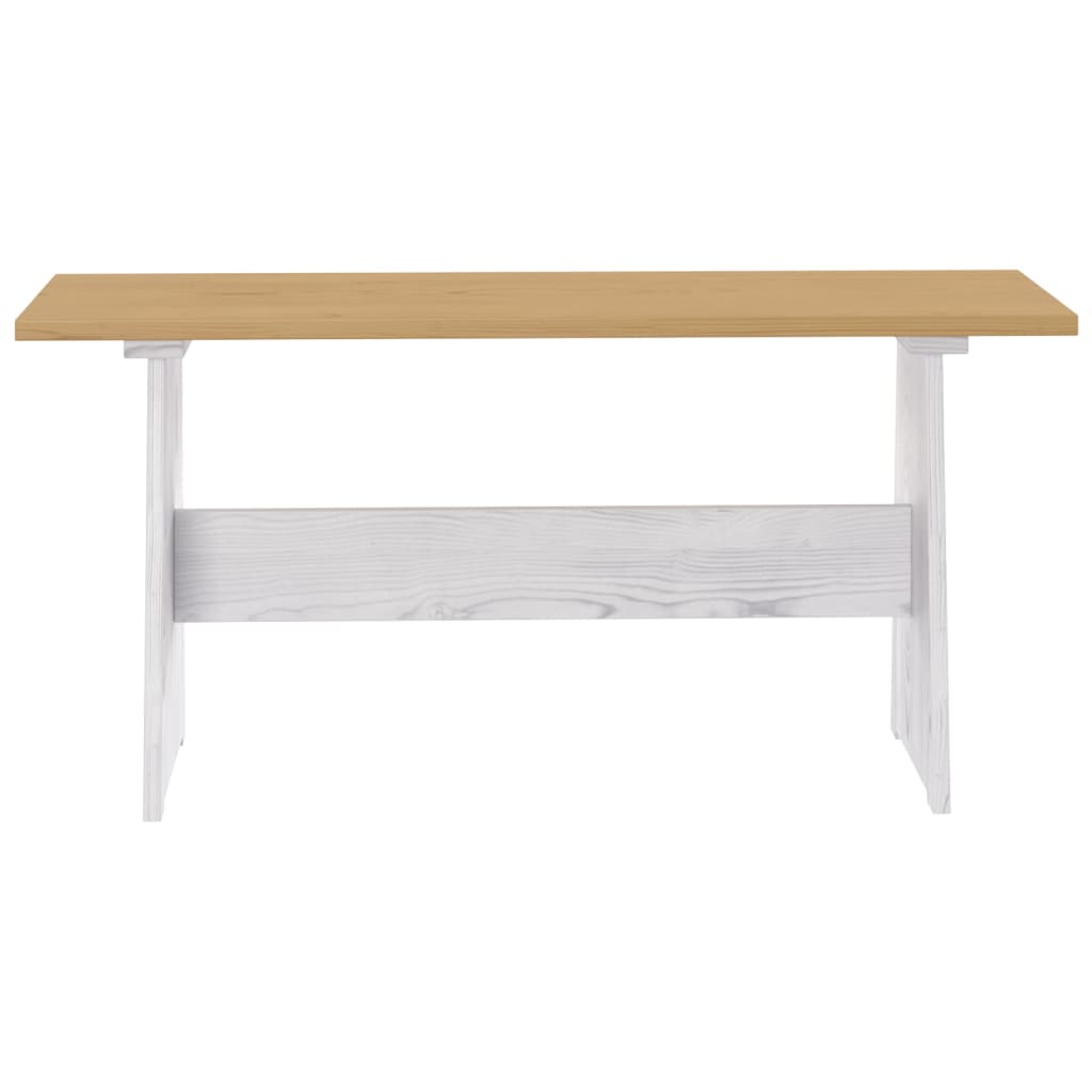 Spisebord med benk REINE honningbrun og hvit heltre furu