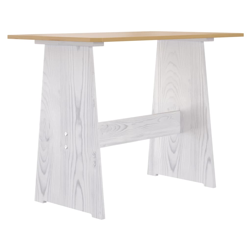 Spisebord med benk REINE honningbrun og hvit heltre furu