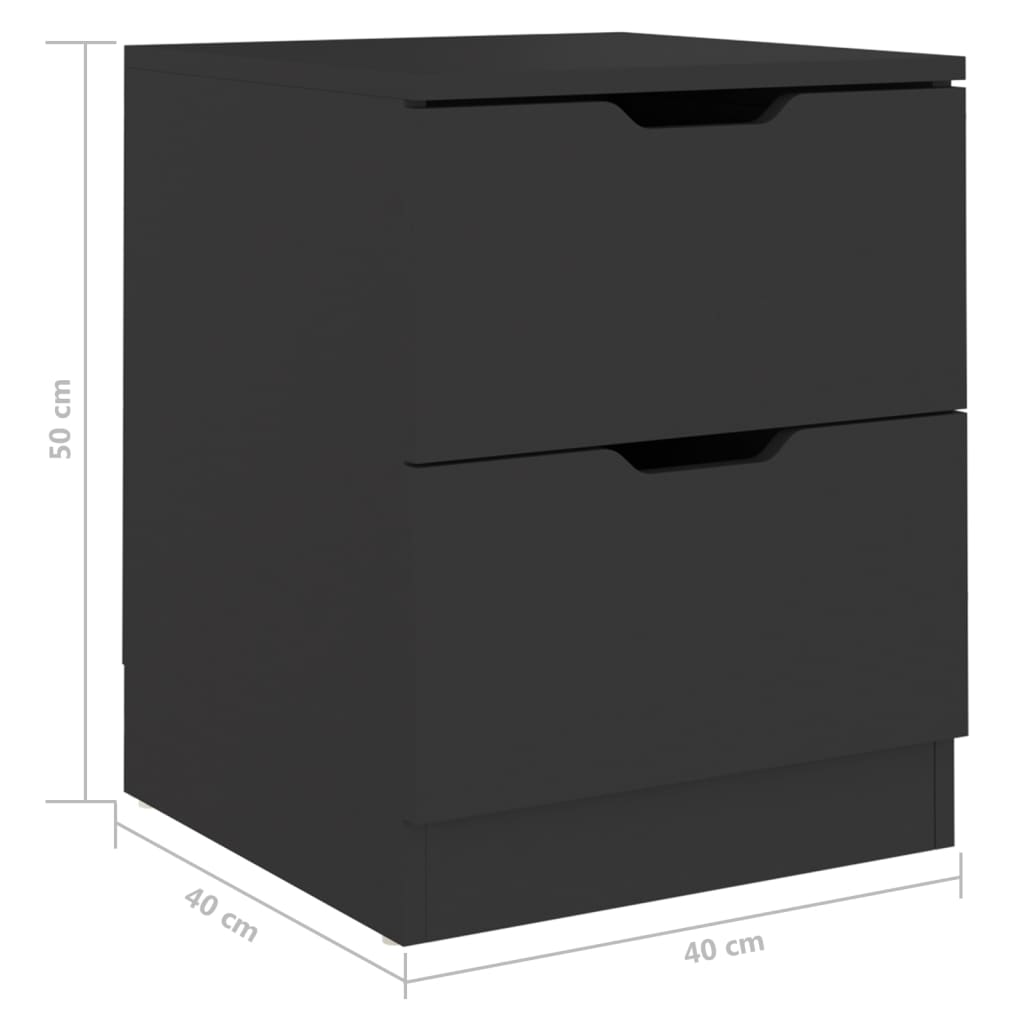 Nattbord 2 stk svart 40x40x50 cm konstruert tre