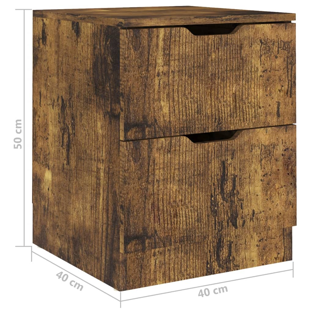 Nattbord 2 stk røkt eik 40x40x50 cm konstruert tre
