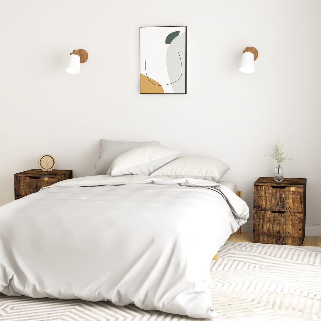 Nattbord 2 stk røkt eik 40x40x50 cm konstruert tre