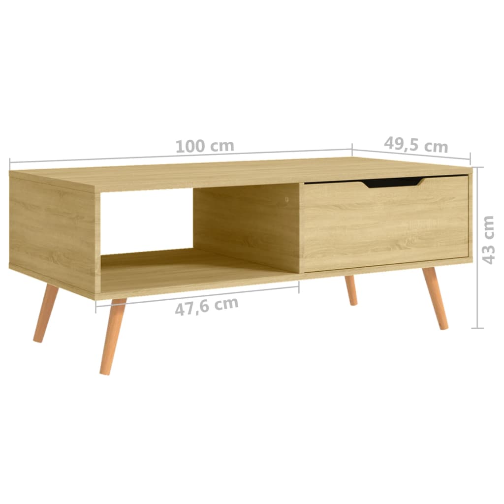 Salongbord sonoma eik 100x49,5x43 cm sponplate