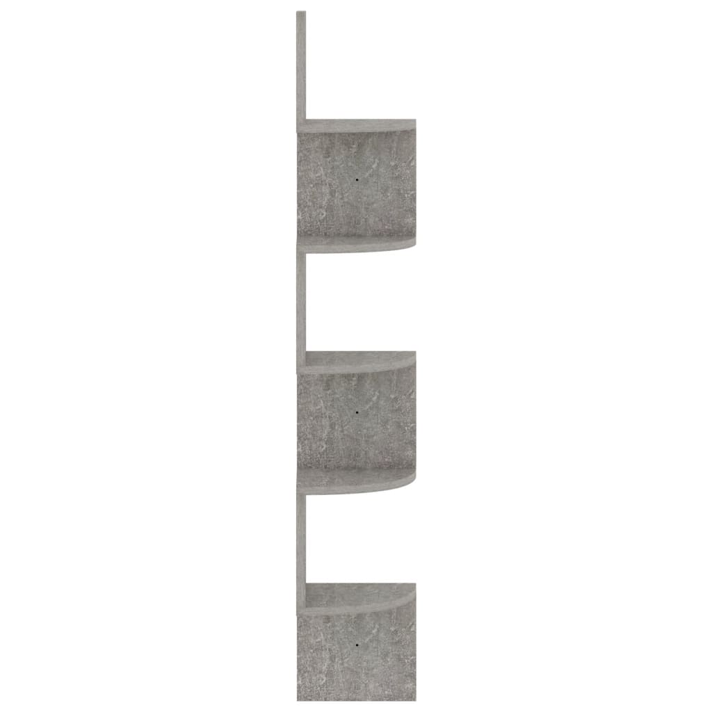 Veggmontert hjørnehylle betonggrå 19x19x123 cm konstruert tre