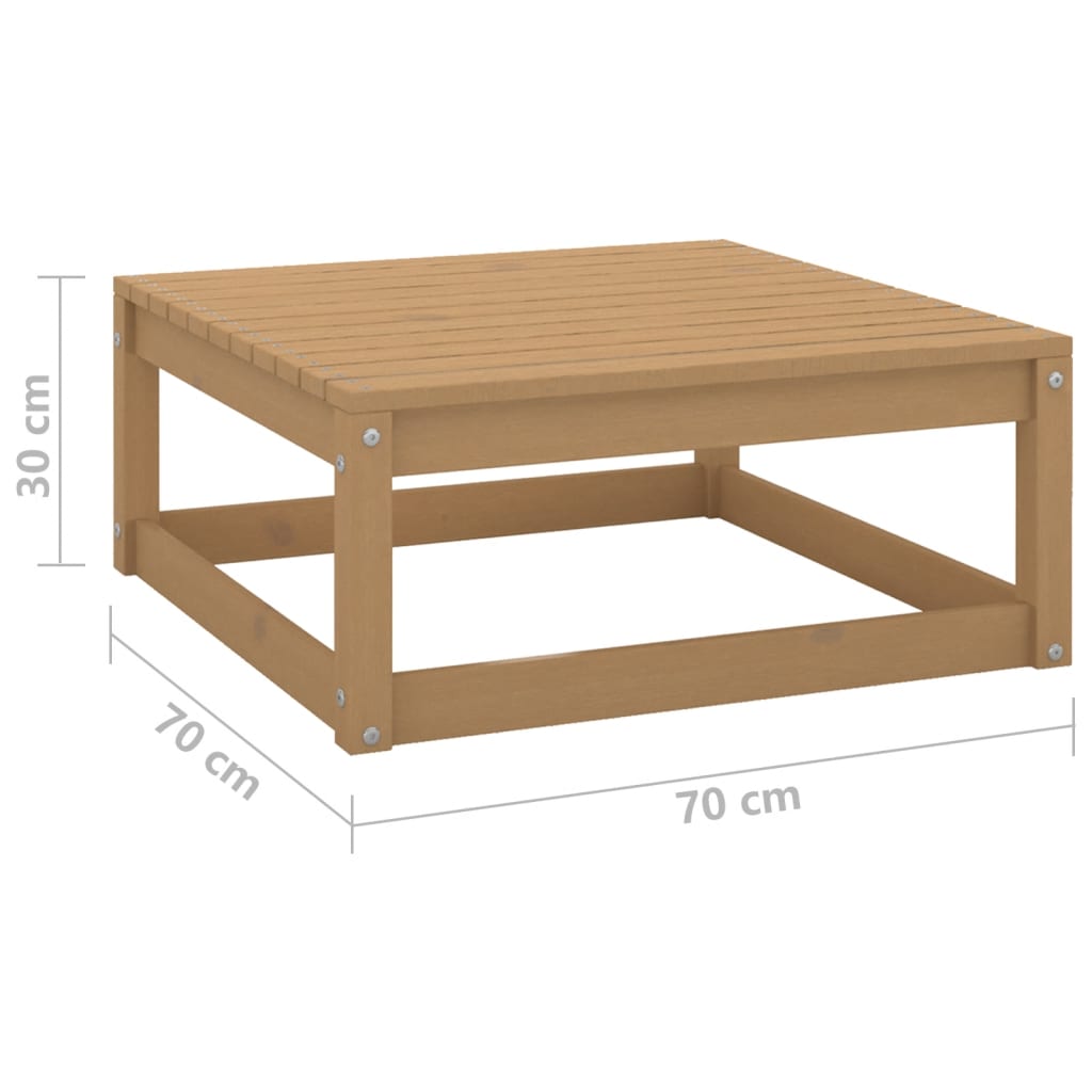 Fotskammel til hage 70x70x30 cm honningbrun heltre furu