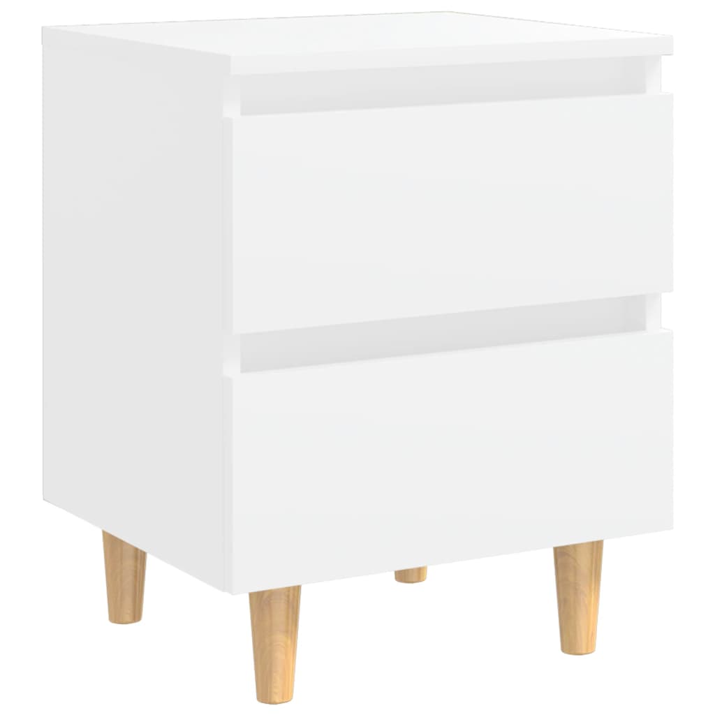 Nattbord med heltre furuben hvit 40x35x50 cm