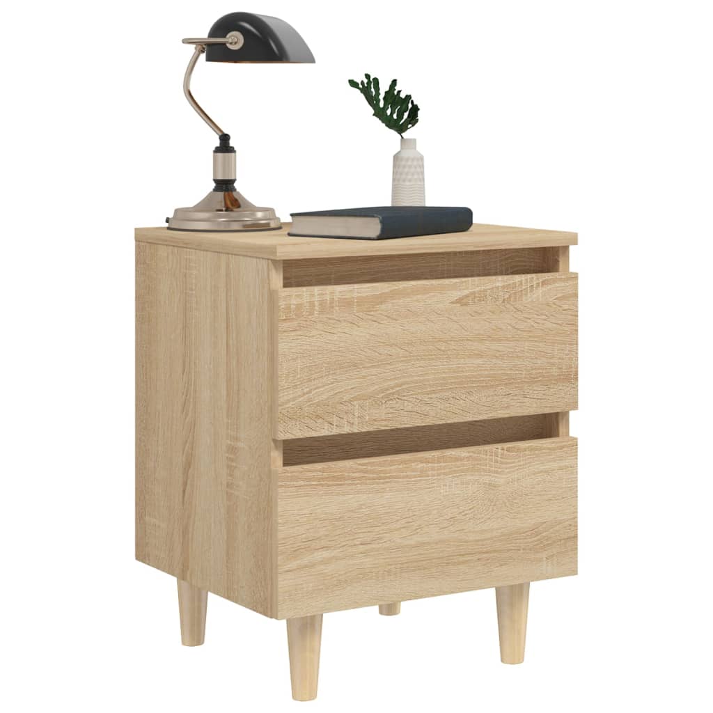 Nattbord med heltre furuben sonoma eik 40x35x50 cm