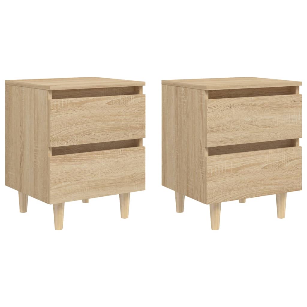 Nattbord med heltre furuben 2 stk sonoma eik 40x35x50 cm