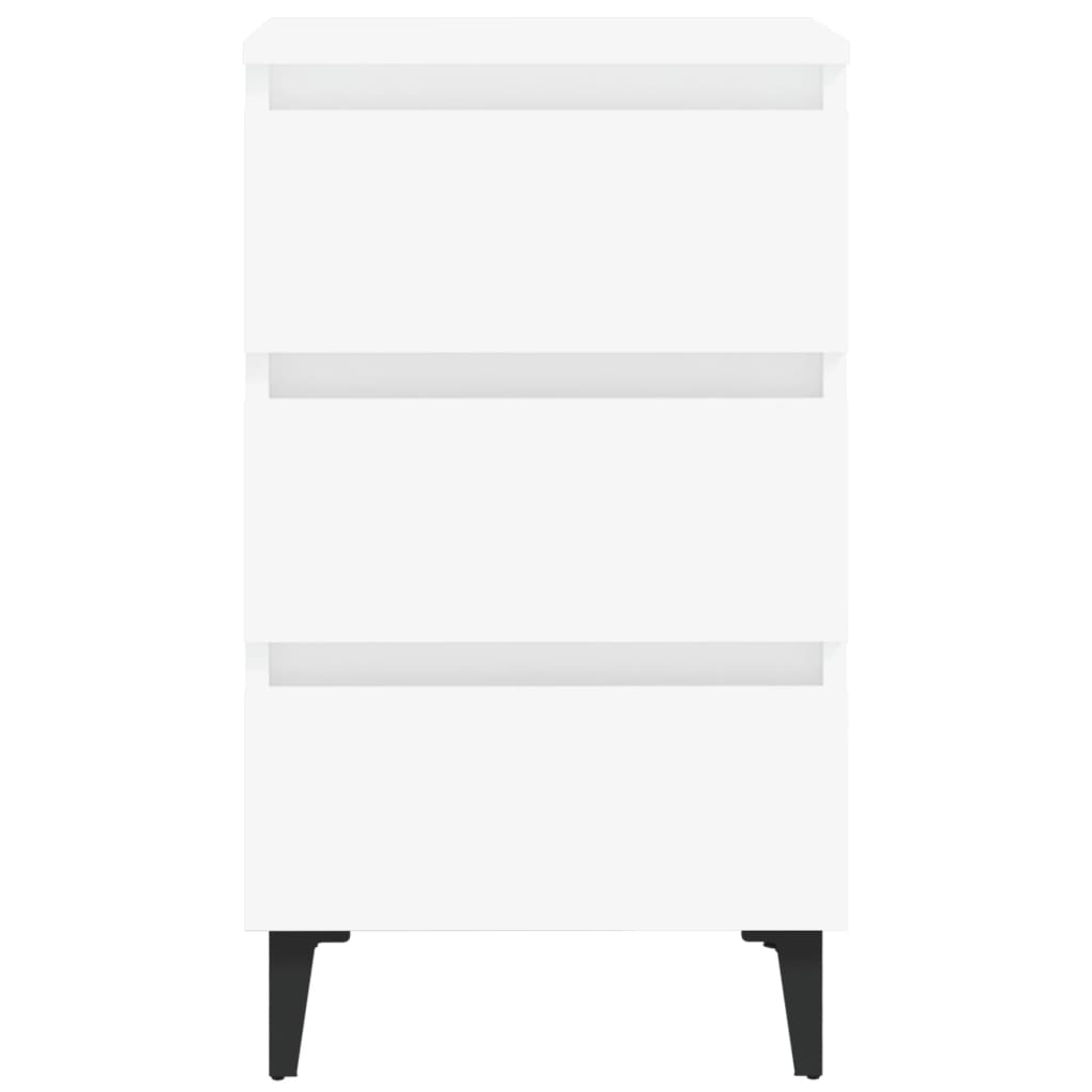 Nattbord med metallben hvit 40x35x69 cm